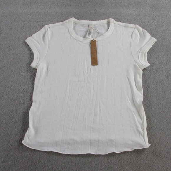 SKIMS Drop Needle Baby Tee Womens XS Marble T Shirt Pointelle Short Sleeve NEW - Picture 1 of 7